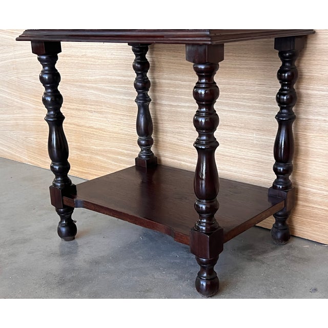 Wood Pair of Spanish Nightstands With One Drawer and Low Shelve For Sale - Image 7 of 9