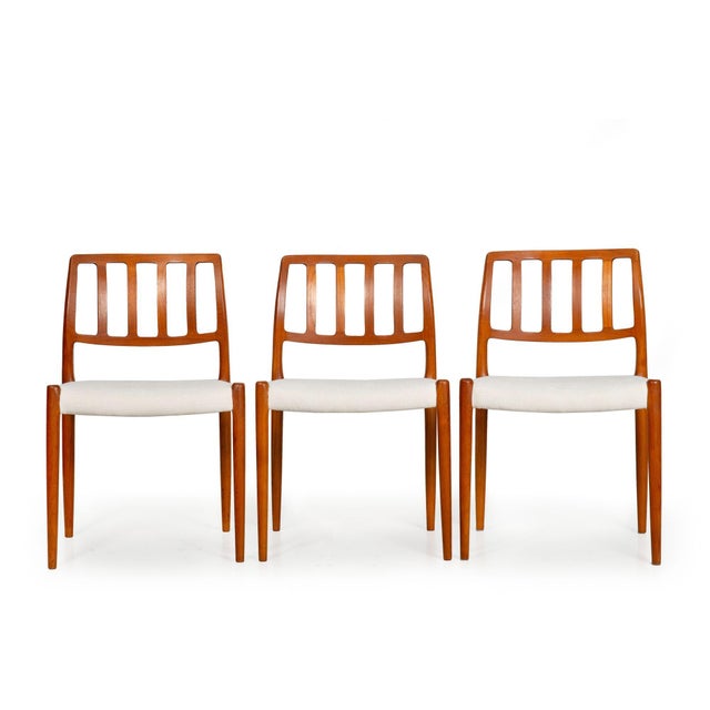 Brown Set of 6 Danish Mid Century Modern Teak Model 83 Niels Moller Dining Chairs For Sale - Image 8 of 18