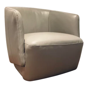 Modern Light Gray Leather Swivel Chair