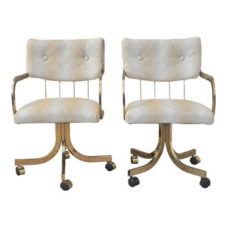 Vintage Brass Desk Chairs - A Pair For Sale