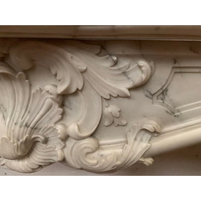Louis XV Style Fireplace in White Carrara Marble, 19th Century For Sale - Image 17 of 18