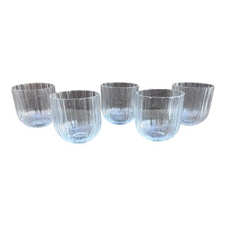 2000s Massimo & Lella Vignelli Doubled Old Fashion Glass Tumbler Set Metropolitan Museum of Art- Set of 5 For Sale