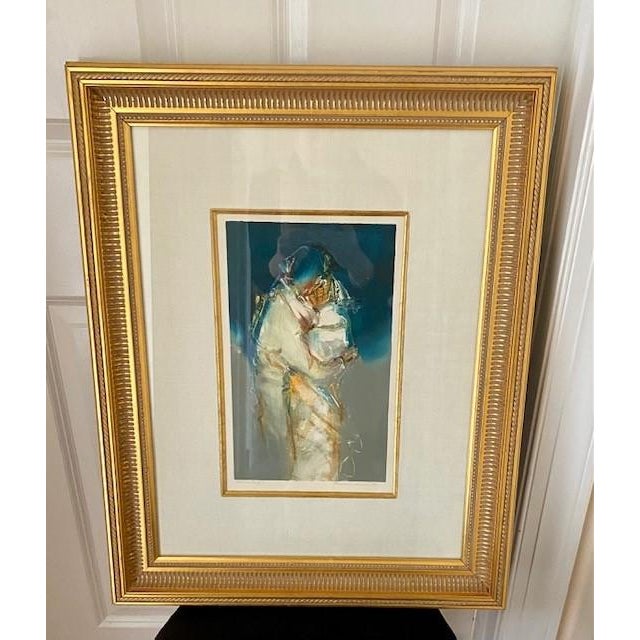 Original, Signed Framed Art in Teal, Gold and Tobacco by Jean Richardson For Sale In New York - Image 6 of 12