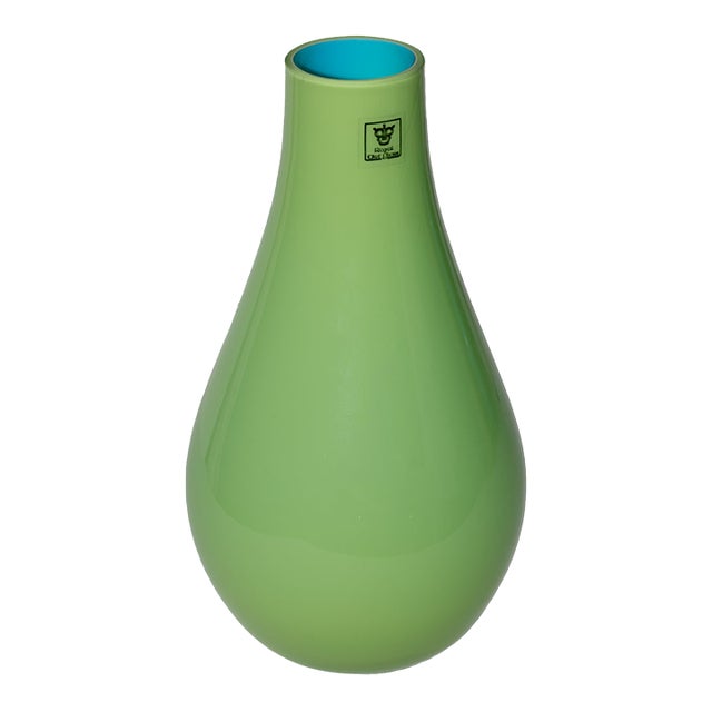 Royal Art Glass Green and Turquoise Flower Vase For Sale