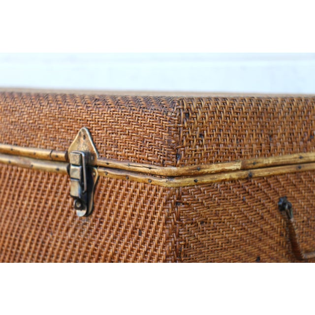 19th Century Woven Rattan & Bamboo Trunk on Metal Stand For Sale - Image 11 of 18