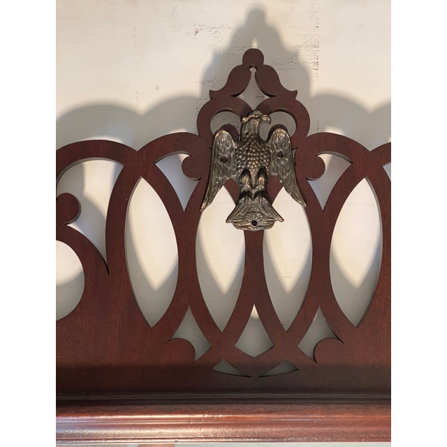 Antique American Chippendale Style Bronze Eagle Alnut Fretwork Mirror For Sale In Miami - Image 6 of 6