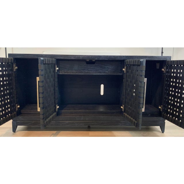 Wood Modern Black Cerused Oak Finished Four Door Credenza For Sale - Image 7 of 10