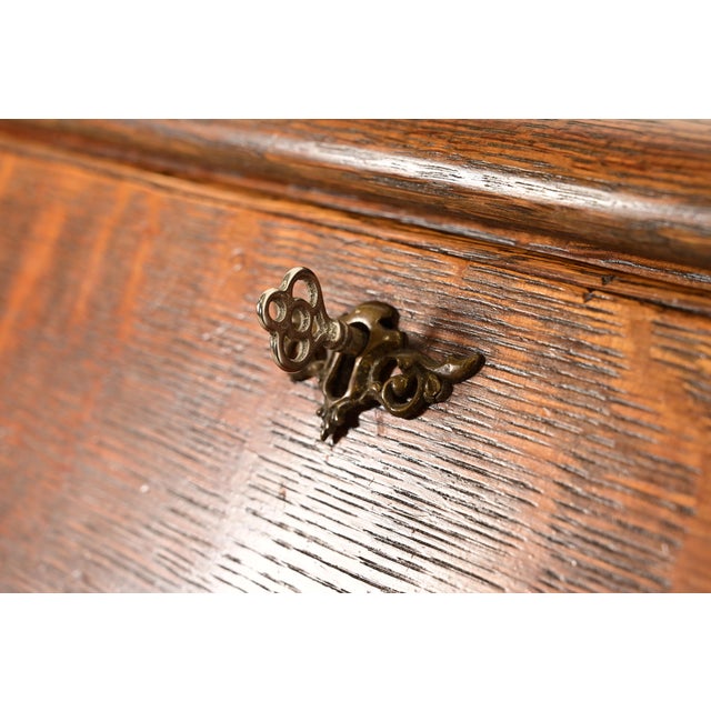Brown Globe Wernicke Antique Mission Oak Arts & Crafts Slant Front Secretary Desk With Barrister Bookcase, Circa 1910 For Sale - Image 8 of 16