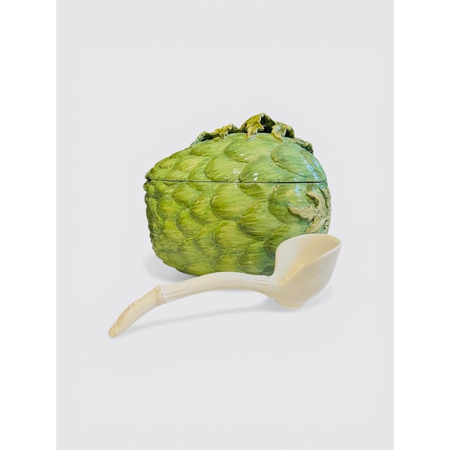 Late 20th Century Vintage Italian Majolica Artichoke Soup Tureen For Sale - Image 5 of 13