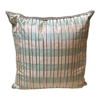 Brunschwic & Fils Plaid Silk Stripe Designer Down Pillow For Sale
