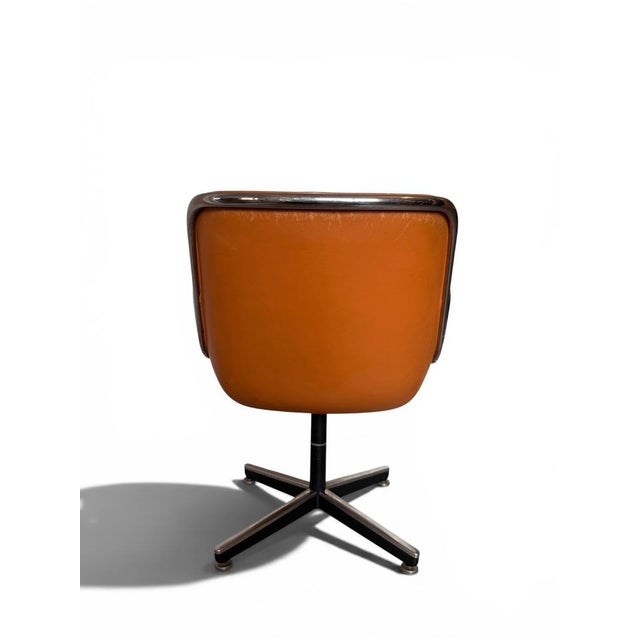 1970s Vintage Camel Leather Executive Chair attributed to Charles Pollock for Knoll, 1970s For Sale - Image 5 of 10