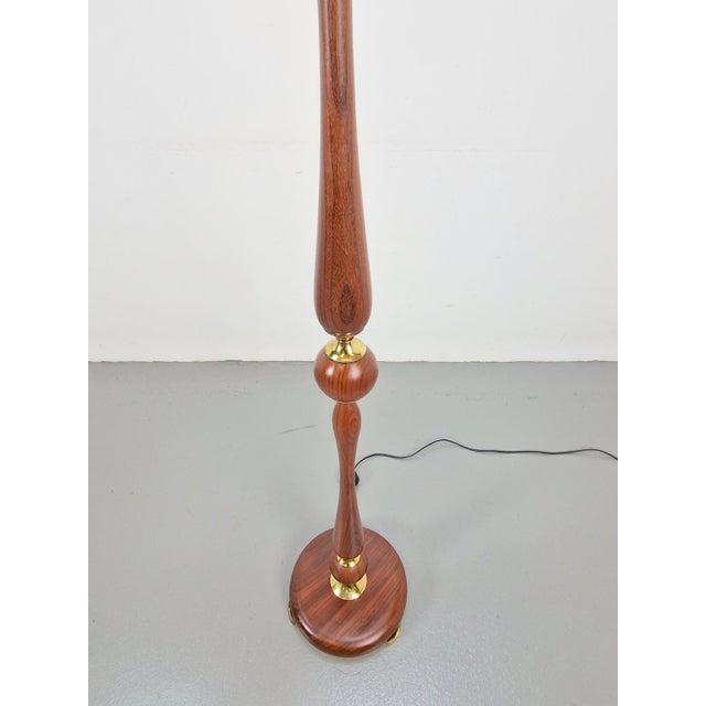 Vintage Scandinavian Floor Lamp in Teak and Brass, 1960s For Sale - Image 4 of 8
