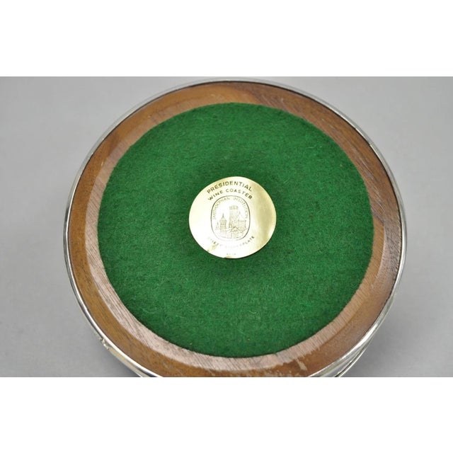 Vintage Stieff Smithsonian Silver Plated Presidential Wine Bottle Coaster - a Pair For Sale - Image 9 of 11