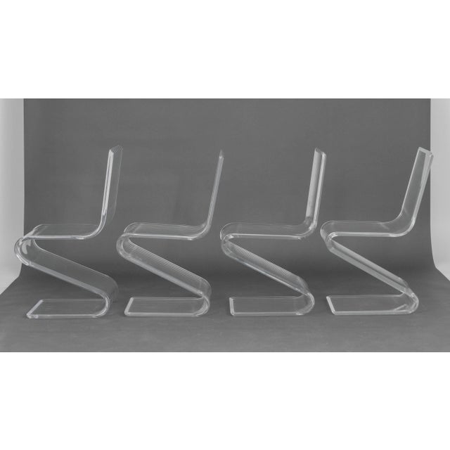 Modern Clear Acrylic "Z" Dining Chairs, 8 For Sale - Image 4 of 14