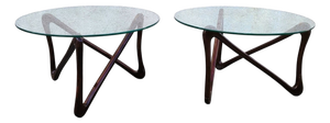 20th Century Coffee Tables in Wood and Glass, Set of 2