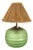 Table Lamp in Frosted Glass, Sea-Grass Shade and Brass by Edward Hald for Orrefors, Sweden, 1940s For Sale