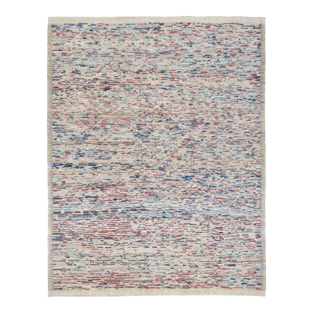 Modern Multicolor Handknotted Wool Rug For Sale