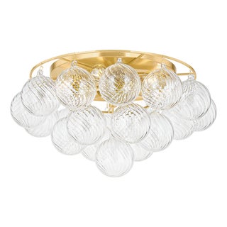Mitzi Mimi 22.5 in. 6 Light Close-to-Ceiling in Aged Brass Finish For Sale