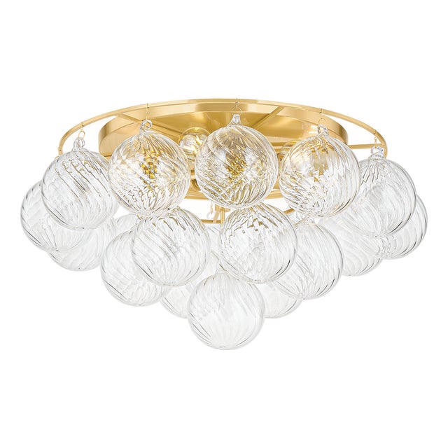 Mitzi Mimi 22.5 in. 6 Light Close-to-Ceiling in Aged Brass Finish For Sale
