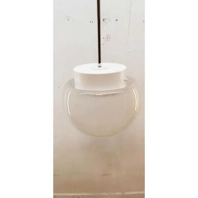 Silver Italian Satin Glass Suspension For Sale - Image 8 of 11