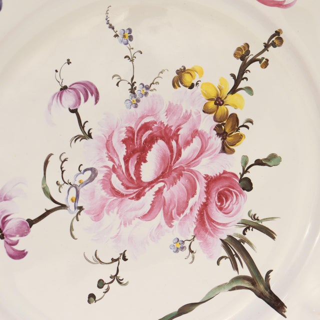 Set of 4 Antique Strasbourg French Faience Floral Plates For Sale - Image 10 of 18
