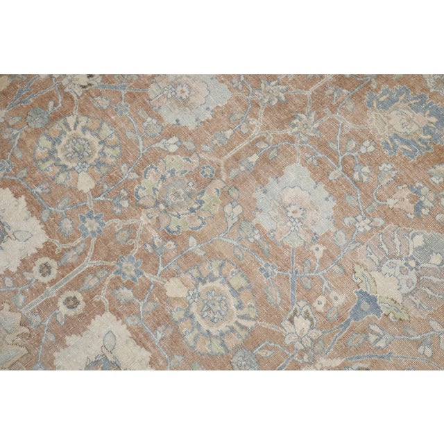 Antique Zabihi Collection Brown Soft Blue Persian Tabriz Rug For Sale - Image 9 of 12