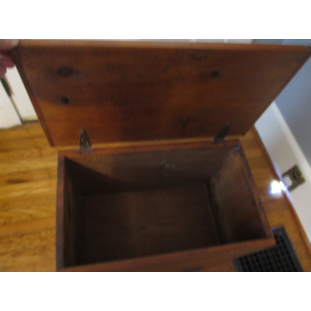 Brown Antique Primitive Sheraton Sugar Chest Pine Wood Storage Chest For Sale - Image 8 of 14