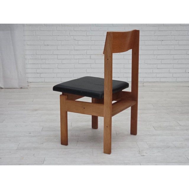 Vintage Danish Church Chairs in Leather and Oak, 1960s, Set of 3 For Sale - Image 13 of 18
