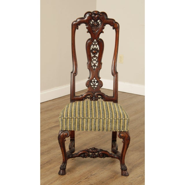 High Quality Vintage Solid Wood Frame Dining Side chair with Ornate Pierced and Carved Slat Back and Hoof Feet, Custom...