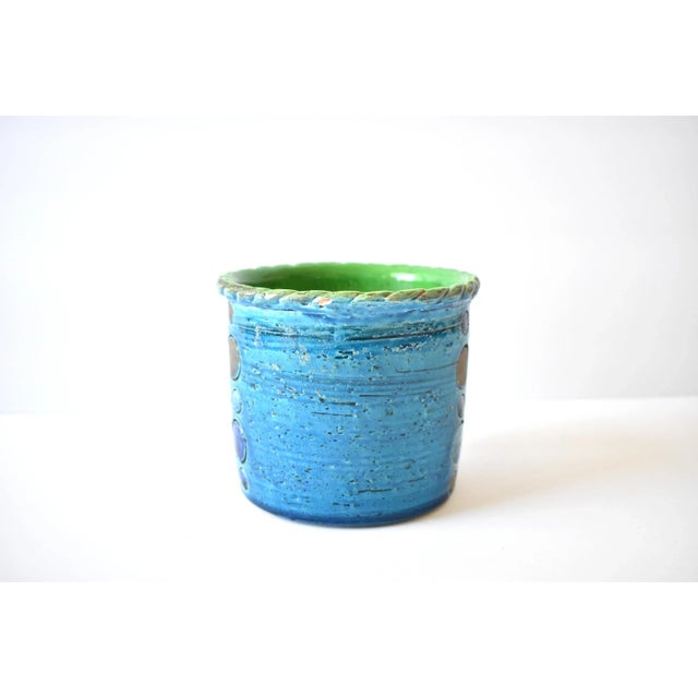 Mid 20th Century Mid-Century Aldo Londi for Bitossi Rimini Blue Planter Pot Cachepot For Sale - Image 5 of 12