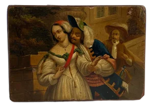 German Stobwasser Type Lacquered Papier-Mâché Snuff Box