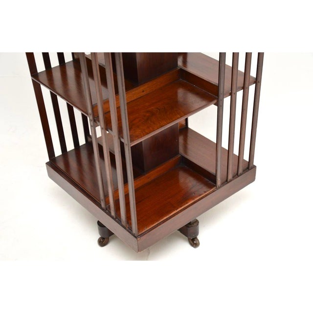 Brown Antique Edwardian Revolving Bookcase, 1900s For Sale - Image 8 of 9