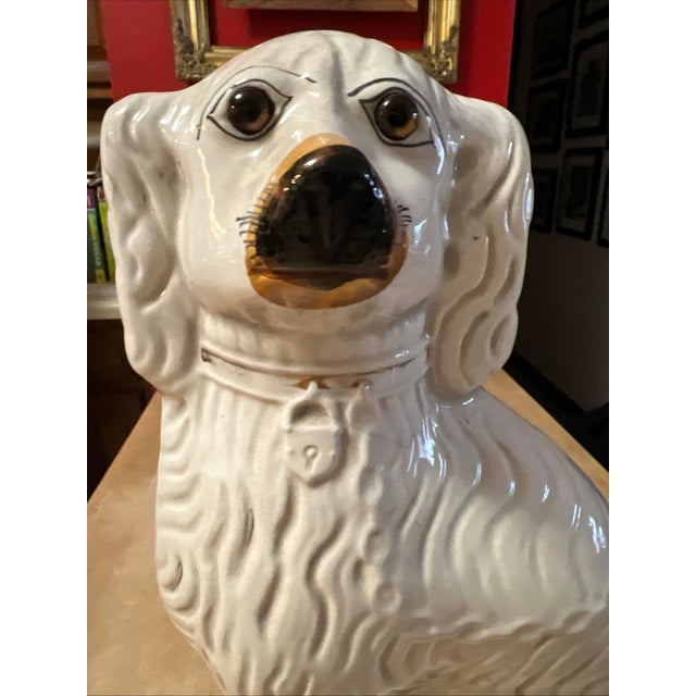 Antique Decorated Staffordshire Spaniel Dog, Circa 1860's For Sale - Image 4 of 14