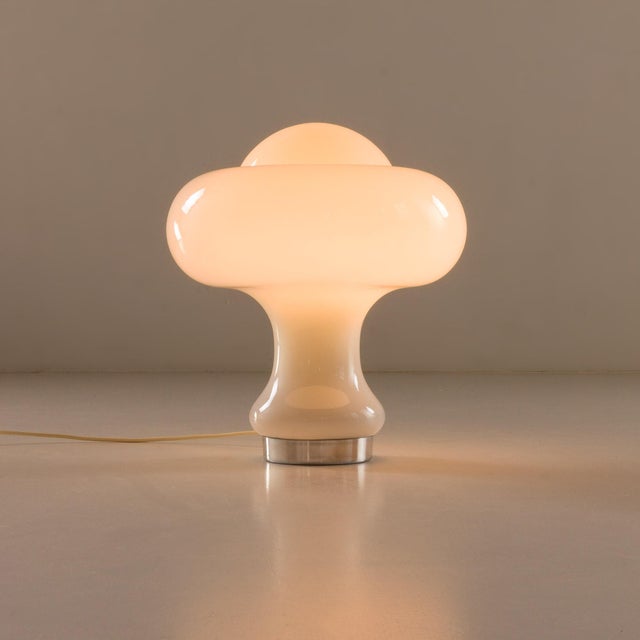 Mushroom Lamp in White Opaline Glass from Peill & Putzler, 1960s For Sale - Image 6 of 8