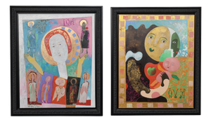 Wouter Stips, Figurative Diptychs, 2000s, Acrylic on Canvases, Framed, Set of 2