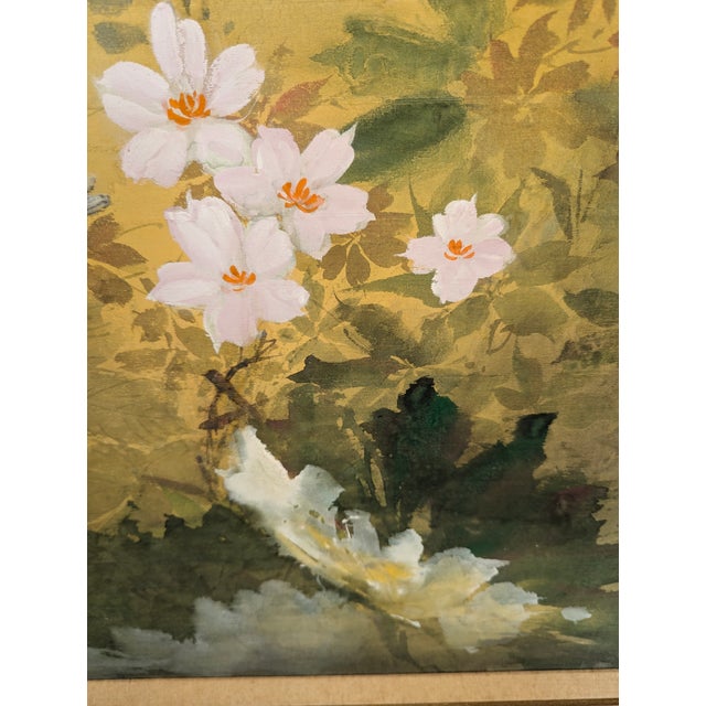 Mid 20th Century Hawaiian Artist Hiroshi Honda (1910-1970) Original Japanese Kacho-Ga Painting "Bokkotsu on Silk" For Sale - Image 5 of 10