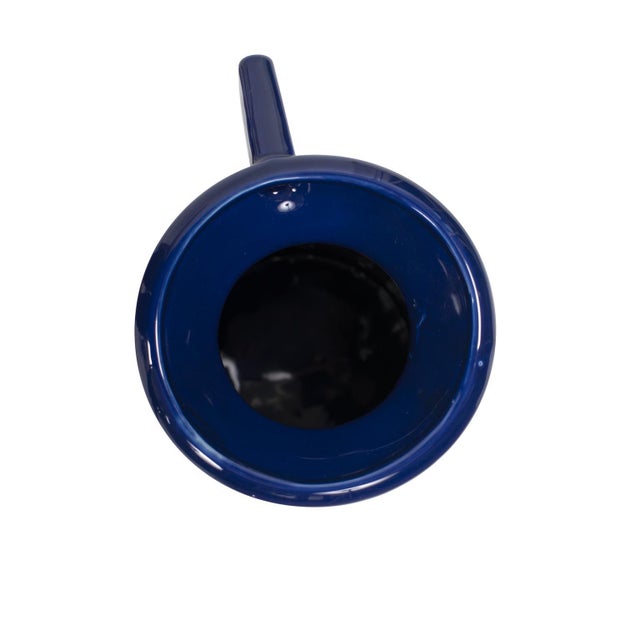 2020s Bella Sapphire Blue Short Ceramic Pitcher For Sale - Image 5 of 11