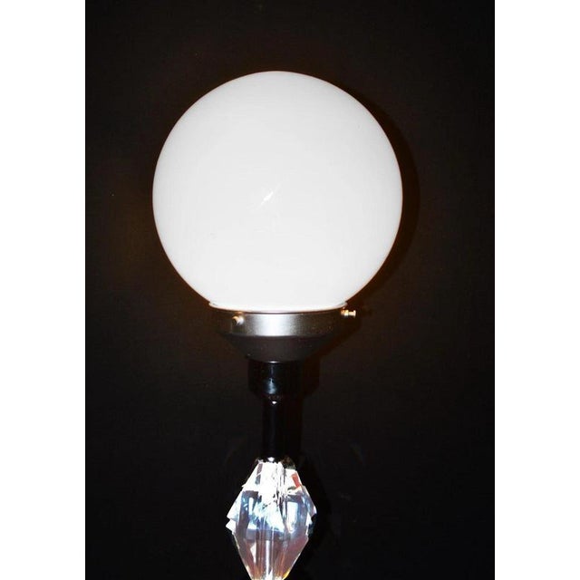 Art Deco Faceted Glass Column Table Lamp with Opaline Shade, 1940s For Sale - Image 18 of 18