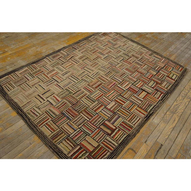 Antique American Hooked Rug, Size: 4'3" x5'9" General Rug Type: North & South American Specific Rug Type: American Hooked...