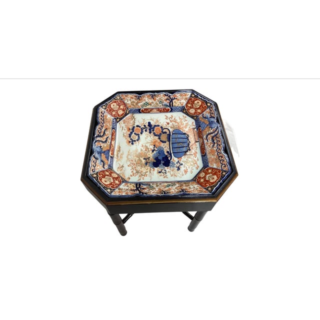 Faux Bamboo Tray Table With Japanese Imari Porcelain Platter Top Chairish