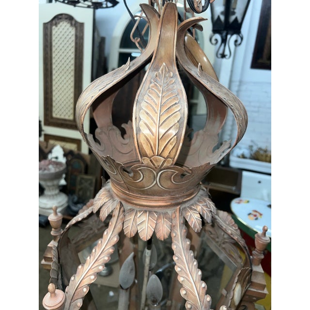 1940s Large Spanish Lantern Pendant Light For Sale - Image 4 of 12