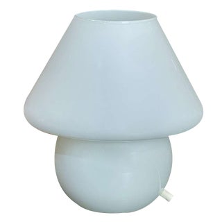 White Opaline Mushroom Lamp, 1970s For Sale