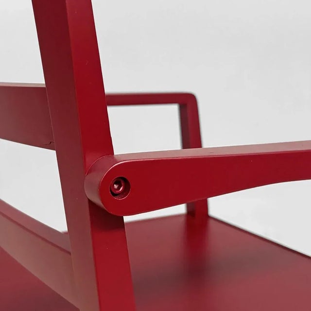 Italian Modern Armchair in Burgundy Varnished Wood, 1980s For Sale - Image 12 of 18