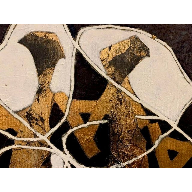 Contemporary Andrea Stella "Intertwining Musical" Gold Leaf Oil Mixed Media Painting, Figurative Abstract, Italian Contemporary Art, 2010 For Sale - Image 3 of 9