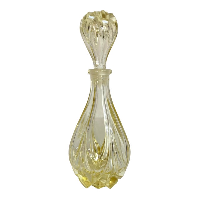 1920's Art Deco Yellow Glass Perfume Bottle by Irice Made in Germany For Sale