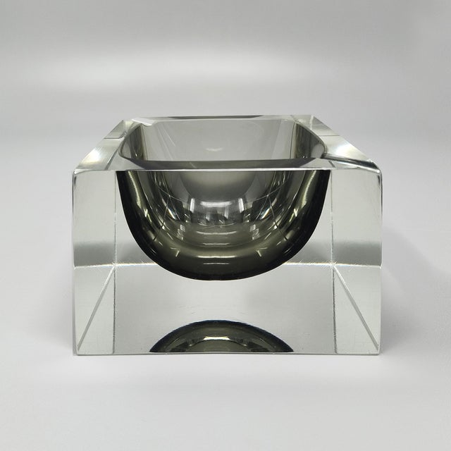 1960s Gorgeous grey ashtray or catchall by Flavio Poli for Seguso in Murano sommerso glass. Made in italy. This piece...