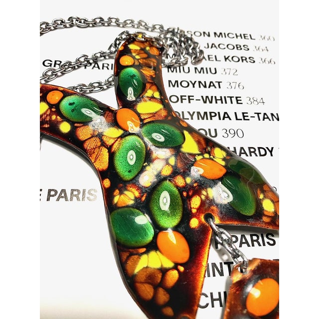 1970s Vintage Necklace Enamel Copper Statement Long For Sale - Image 4 of 6