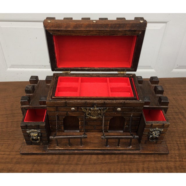 Vintage Wooden Castle Jewelry Box Chairish