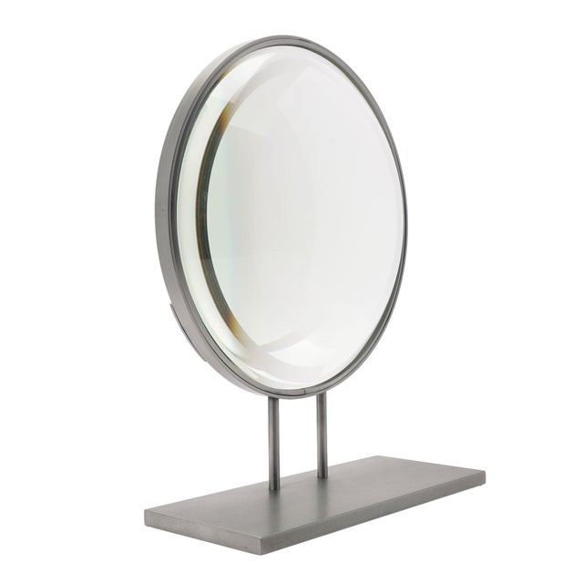 Transparent Ground & Polished Convex Glass Lens Mounted on a Custom Stand For Sale - Image 8 of 8
