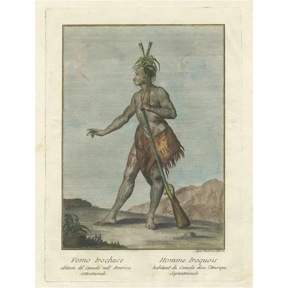 Paper Teodoro Viero, Iroquois Warrior Native of Northern Canada, 1783, Engraving For Sale - Image 7 of 7